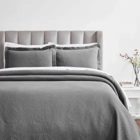 Peploi Floral Wreath Matelassé Bedspread Set — Jacquard Raised Texture, 100% Cotton, Oeko-Tex | From $124.28 (Color: Grey, size: King)