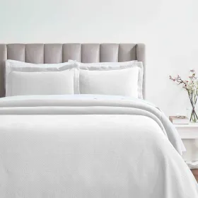 Peploi Floral Wreath Matelassé Bedspread Set — Jacquard Raised Texture, 100% Cotton, Oeko-Tex | From $124.28 (Color: White, size: King)