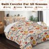 Pumpkin & Autumn Leaves 3-Piece Quilt Set — 100% Microfiber Polyester, Dense Stitching, Wrinkle-Free | Queen $38.44 · King $43.26