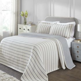 Valencia Reversible Cotton Matelassé Bedspread Set — Full Size, Raised Medallion Texture, Oeko-Tex Certified | From $118.95 (Color: Blue, size: FULL)