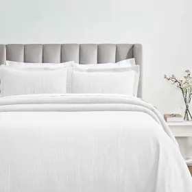 Zenith Cotton Matelassé Bedspread Set — Textured Geometric Pattern, 100% Cotton, Oeko-Tex Certified | From $149.37 (Color: White, size: Queen)