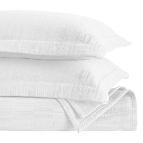 Zenith Cotton Matelassé Bedspread Set — Textured Geometric Pattern, 100% Cotton, Oeko-Tex Certified | From $149.37 (Color: White, size: Queen)